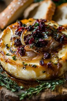 Cranberry Recipes Savory, Baked Brie Toppings, Brie With Caramelized Onions, Brie Toppings, Baked Brie Cranberry, Bake Brie, Cranberries Recipes, Brie Cheese Recipes, Brie Cranberry