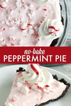 this no - bake peppermint pie is the perfect dessert to serve for christmas