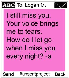 a pink poster with the words, i still miss you your voice brings me to tears how do i let go when i miss you every night?