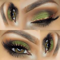 Halloweenský Makeup, Green Eye Makeup, Gold Eyeliner, Eyeliner Tips, Makeup Sephora, Makeup Desk, Green Eye