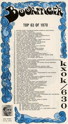 an old concert program for the rock and roll band's top 68 of 1970