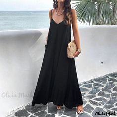 Olivia Mark - Sophisticated Casual Solid Color Camisole Dress Spaghetti Strap Maxi Dress, Camisole Dress, Extra Long Sleeves, Sling Dress, Weave Style, Suspender Dress, Everyday Dresses, Dress Size Chart, Cami Dress