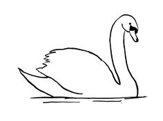 a black and white drawing of a swan