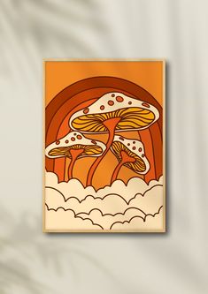 an image of mushrooms in the sky with clouds