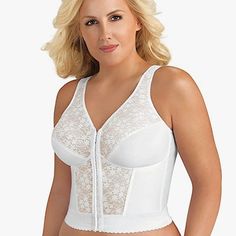 Exquisite Form Fully #5107565 Full-Coverage Slimming Longline Posture Bra, Front Closure, Lace, Wire-Free Size 38 B Made From Polyester, Nylon And Spandex Size: 38b Condition: Brand New Without Tags Posture Corrector Bra, Posture Bra, Posture Support, Front Closure Bra, Fashion Forms, Longline Bra, Full Coverage Bra, Improve Posture, Plus Size Bra