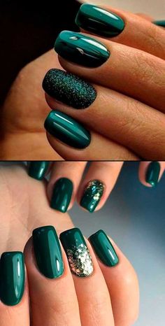 Emerald Nails, Dark Green Nails, Green Nail Designs, Christmas Gel Nails, Green Nails