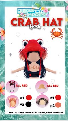 Dress to impress crab hat tutorial. DONT REPOST, EVEN IF YOU GIVE CREDITS Frog Hat Dress To Impress, Dress To Impress Tutorial, Crab Hat, Roblox Ideas, Hat Tutorial, Roblox Animation