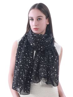 PRICES MAY VARY. COLOURFUL, SPARKLY and SKIN-FRIENDLY: This super soft, luxurious and lightweight galaxy space scarf is an ideal accessory for all seasons and occasions. Wide range of colour combinations to pick from. WEAR IT YOUR WAY: These summer / spring / autumn scarfs for women are elegant, lightweight and can be worn as a poncho, cape, stole, shawl, shrug, wrap, hijab, head scarf, headwear and in many more styles. EASY TO CARE FOR: Hand wash. Dry flat. Iron on reverse and on low. EASY TO W Star Shawl, Women Scarf, Royal Blue And Gold, Fall Scarves, Oversized Scarf, Shawl Wrap, Grey And Gold, Sarong, Silver Stars