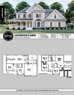 two story house plans with three levels and an open floor plan for the first level