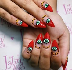 Hippie Nail Art, Art Nail Designs, Evil Eye Nails, Boho Nails, Witchy Nails, Hippie Nails, Nice Nails, Get Nails, Nailed It