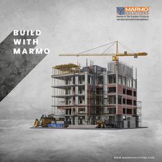 an image of a building being built with the words build with marmo in front of it