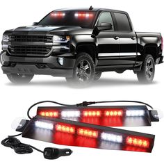 two lights on the front and side of a truck