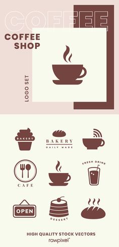 coffee shop sign with different types of cups and saucers on the front, side and back