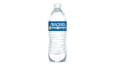 a bottle of water on a white background with no people in the photo to describe