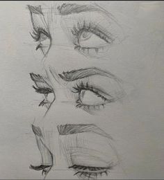 three different types of eyes are shown in this sketching lesson, which shows how to draw