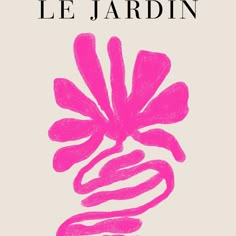 the cover of le jardin, with pink ink on white paper and black lettering