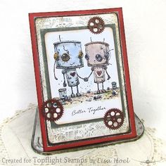 Topflight Stamps: Robots! – Creative Expressions Stamps by Andy Skinner Colour Effect, Stamps Design, Creative Juice, Tim Holtz Cards, Team Inspiration, Winter Coffee, Tag Ideas, Embossing Powder, Printed Backgrounds