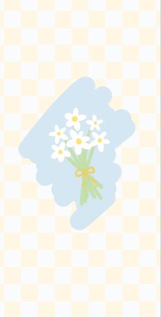 a bouquet of daisies on a checkered background