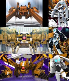 four different images of robots in various positions