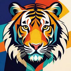 an image of a tiger on a colorful background