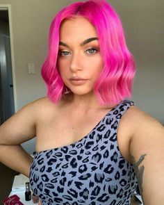 #shorthair #hairstyles #falvividhaircolor #shorthaircut Pink Bob, Bright Hair, Hair Color Pink, Hair Dye Colors, Free Hair, Pink Aesthetic, Pink Hair, Hair Goals, Dyed Hair