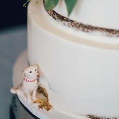 a close up of a cake with a mouse on it