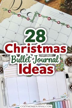 Bullet journal with Christmas-themed decorations and planning pages. Cozy Doodles, Christmas Bullet Journal Ideas, Illustrated Christmas Tree, Christmas Bullet Journal, Holiday Prep, Christmas Tree Painting