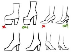 how to draw high heeled shoes step by step