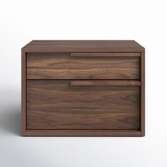 a wooden drawer with two drawers on the bottom and one drawer open, in front of a white background