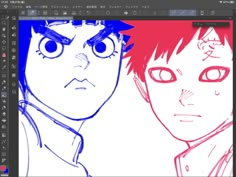 two anime characters with different colored eyes