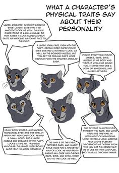 an image of cats with speech bubbles above them that says, what character's physhants say about their personality