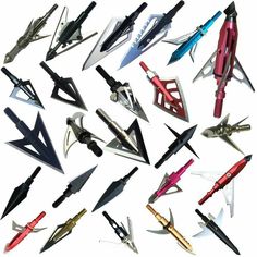 a bunch of different types of knives on a white background