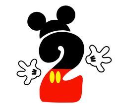 the mickey mouse logo is black and red