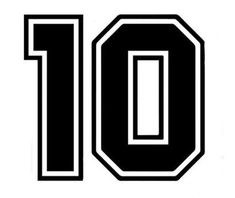 the number ten is shown in black and white