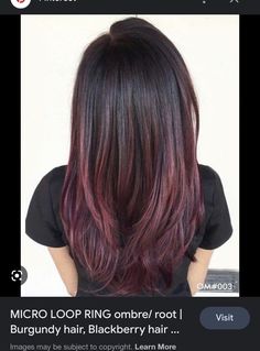 Blackberry Hair Colour, Red Violet Hair Color, Red Violet Hair, Violet Hair Colors, Red Balayage Hair, Ombre Hairstyles, Latest Hair Color