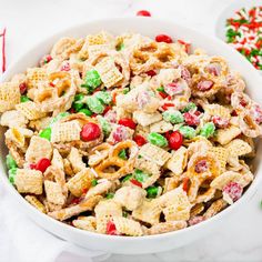 White Chocolate Christmas Chex Mix Recipe Christmas Chex Mix Recipe, White Trash Snack Mix, Chocolate Chex Mix Recipes, Christmas Chex Mix, White Trash Recipe, Salty Chex Mix, White Chocolate Christmas, White Chocolate Chex Mix, Chocolate Chex Mix