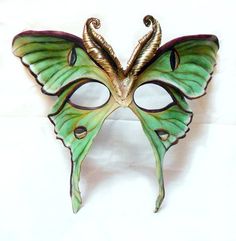 Butterfly Mask, Venetian Masks, Leather Mask, Cool Masks, Luna Moth, Carnival Masks, Masks Art, Animal Masks, Masks Masquerade