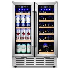 an image of two refrigerators with drinks in them