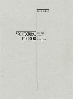 the cover of architectural portfolio is shown in black and white, as well as text