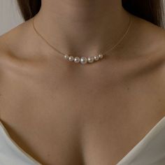 18K Pearl Choker Necklace – POPPY FINCH U.S. Anting Manik, Pearl Jewelry Necklace, Classy Jewelry, Bridesmaid Necklace, Pearl Choker, Girly Jewelry, Simple Necklace