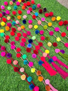 a bunch of pom - poms are laying on the grass