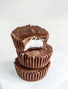 three chocolate cups stacked on top of each other