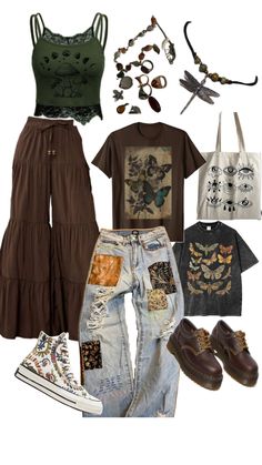 Grunge Hippie Outfits, Indie Grunge Outfits, Hippie Boho Outfits, Hippie Grunge, Earthy Outfits, Hippie Style Clothing, Outfit Inspo Casual, Hippie Outfits, Really Cute Outfits