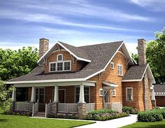 this is an artist's rendering of a house in the country style with porches