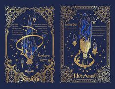 the front and back cover of harry potter's hog potters book, with gold foil