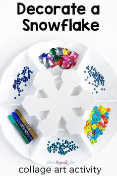 an image of snowflake with the words collage art activity