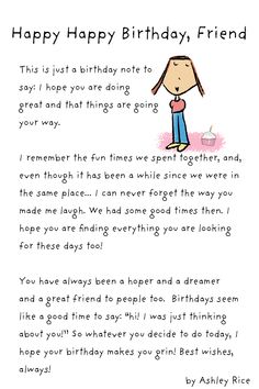 happy birthday letter for a friend greeting card for a birthday with drawing of girl character Birthday Letter Ideas Friends, Letter For Bff Birthday, Birthday Card Wishes For Friend, Birthday Card For Friend Girl, Birthday Letter For Friend, Happy Birthday Card For Friend, Bday Letter To Best Friend, Unique Bday Wishes For Friend, Wish Birthday For Friend