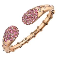 Pink Sapphire Jewelry, Modern Bangle, Sapphire Jewellery, Diamond Rings With Price, Pink Diamonds, Modern Bracelets, Sapphire Bracelet