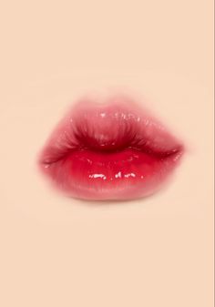 a red lip is shown on a beige background