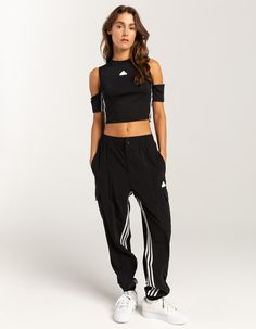 Adidas Dance Cargo Pants. Dancing Is A Form Of Self Expression That Requires Both Fashion And Function. These Adidas Pants Deliver On Both, Featuring Versatile Zip Styling, Aeroready Tech That Manages Moisture And A Stretch Woven Fabric That Allows For Unrestricted Movement. Whether Heading To A Dance Class Or Meeting Friends For A Night Out, These High-Waisted Pants Transition Effortlessly From Day To Night. However You Style Them, These Pants Will Have You Ready To Move Through Each Moment With Confidence And Comfort. Loose Fit With High Rise. Elastic Waist With Drawcord. Stretchy Fabric. Aeroready. Front Pockets And Cargo Pockets. Full Front Leg Zips Open For Different Looks. Elastic Cuffs. Moisture-Wicking. 87% Recycled Polyester, 13% Elastane. Machine Wash. Imported. Model Is Wearing Hiphop Dance Outfit Dancers, Dance Class Outfits, Sporty Goth, Hiphop Dance Outfit, Black Cargo Pants Women, Womens Cargo Pants, Zumba Pants, Dance Class Outfit, Adidas Women Fashion